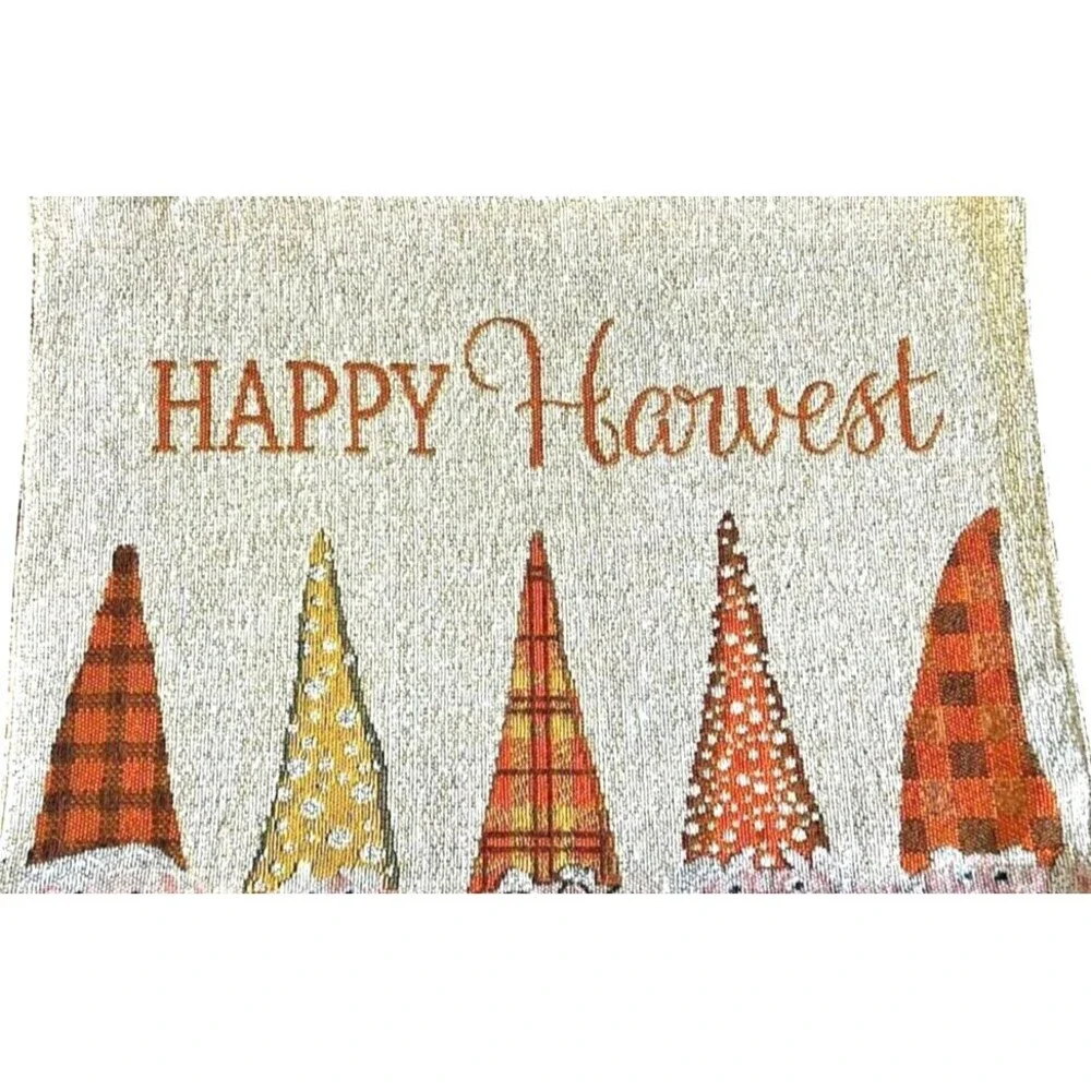 Thanksgiving Happy Harvest Gnomes Placemats Set of 4 Tapestry Fall Colors 13x18